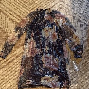 Nina Leonard Multicolor Floral Cocktail Dress